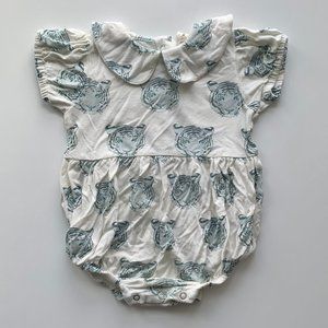 RARE Kate Quinn Blue Tiger Print Collared Bubble Dress/Romper Size 3-6 Mnth Girl